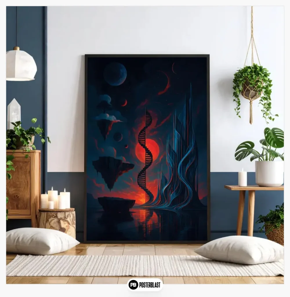 Surreal sci-fi staircase wall art