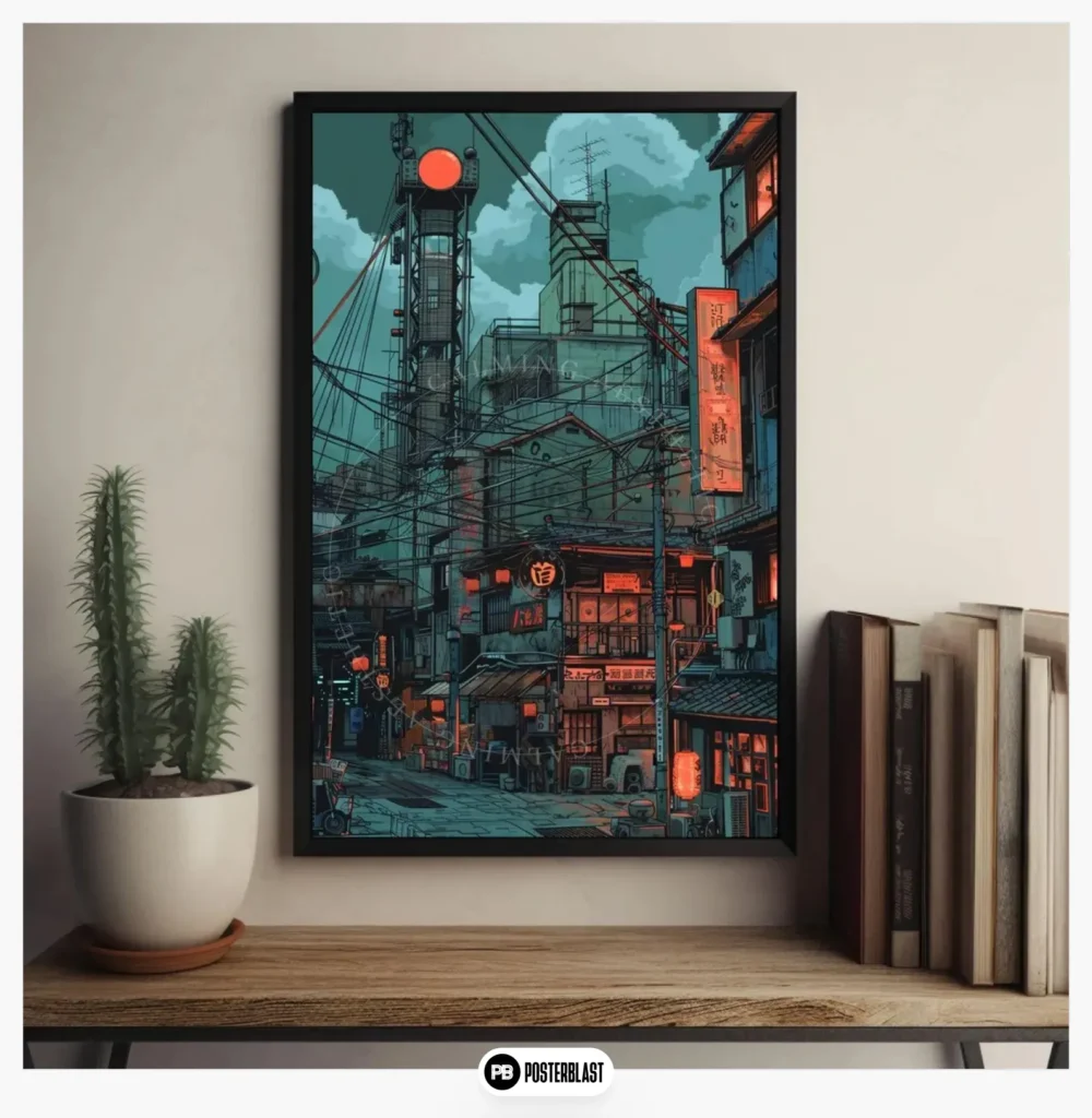 Poster Cyberpunk Japanese Street Wall Art Print