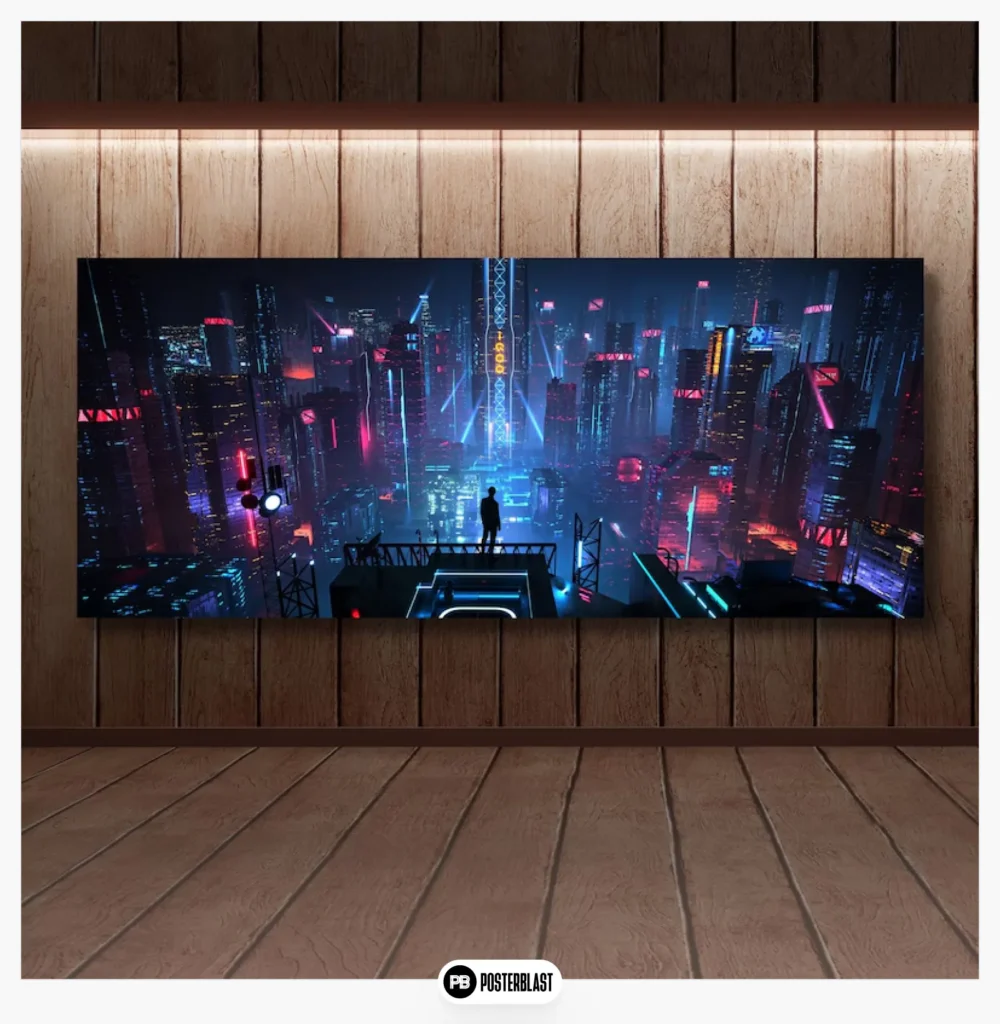 Cyberpunk City 9 Various Options Cyberpunk City Canvas Wall Art Poster