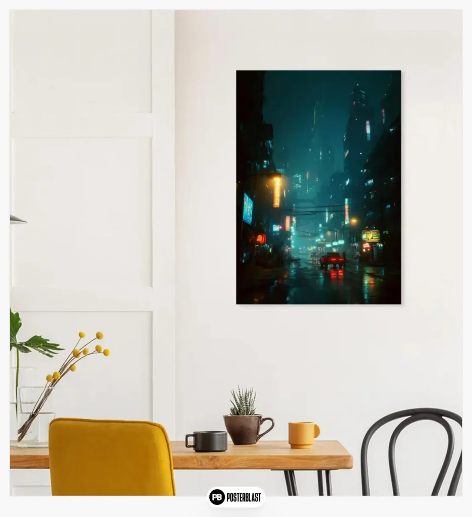 Cyberpunk City Street Wall Art