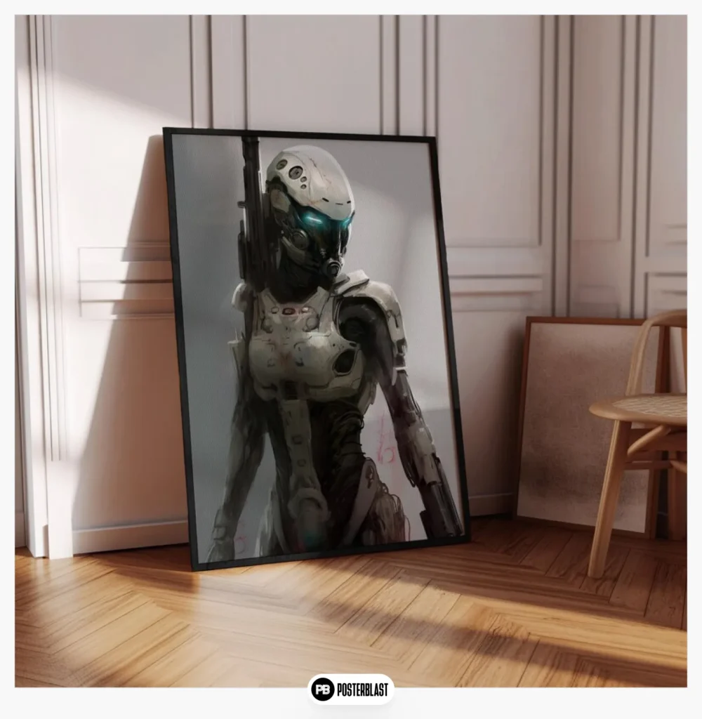 Futuristic Cyborg Warrior Digital Print