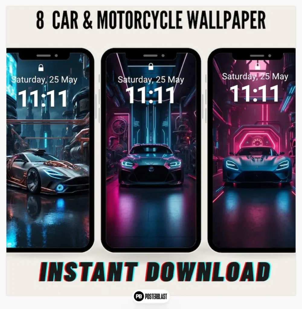 Cyberpunk Car & Motorcycle Wallpaper Bundle