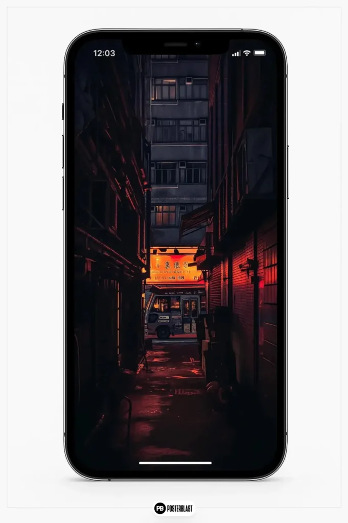 Neon Alley Phone Wallpaper: Cyberpunk Cityscape