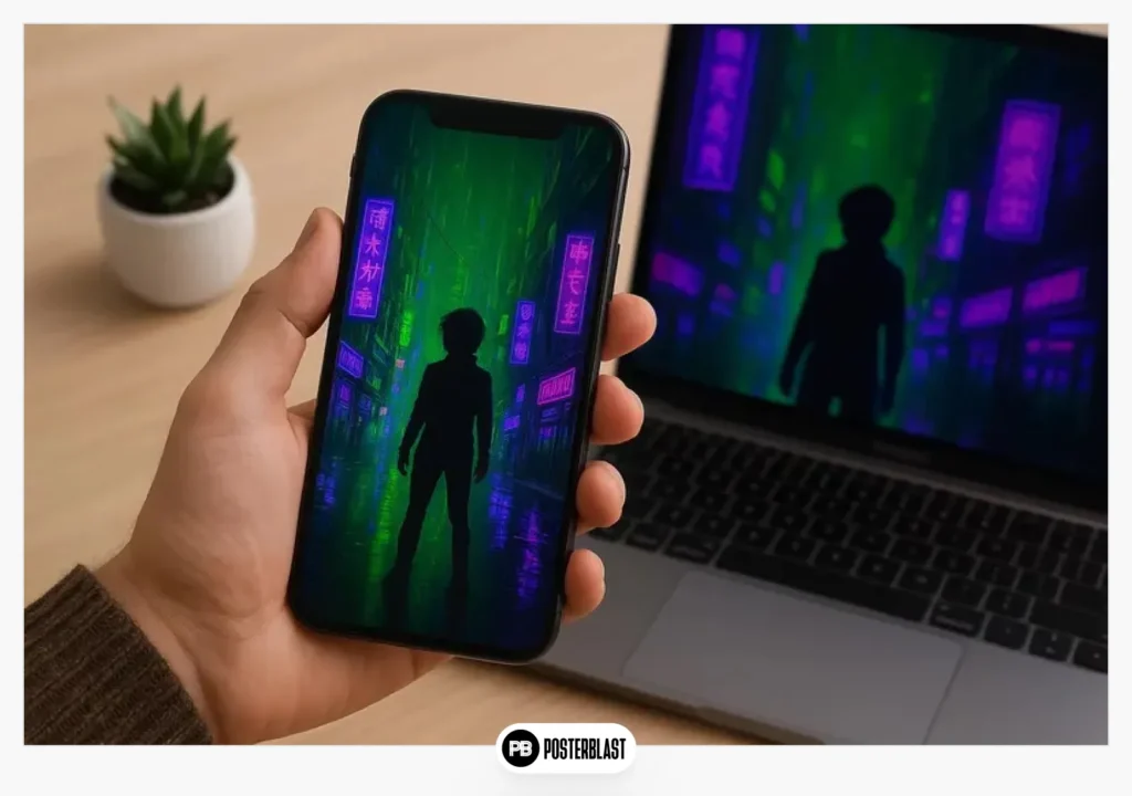 Cyberpunk Neon City Wallpaper Set for iPhone