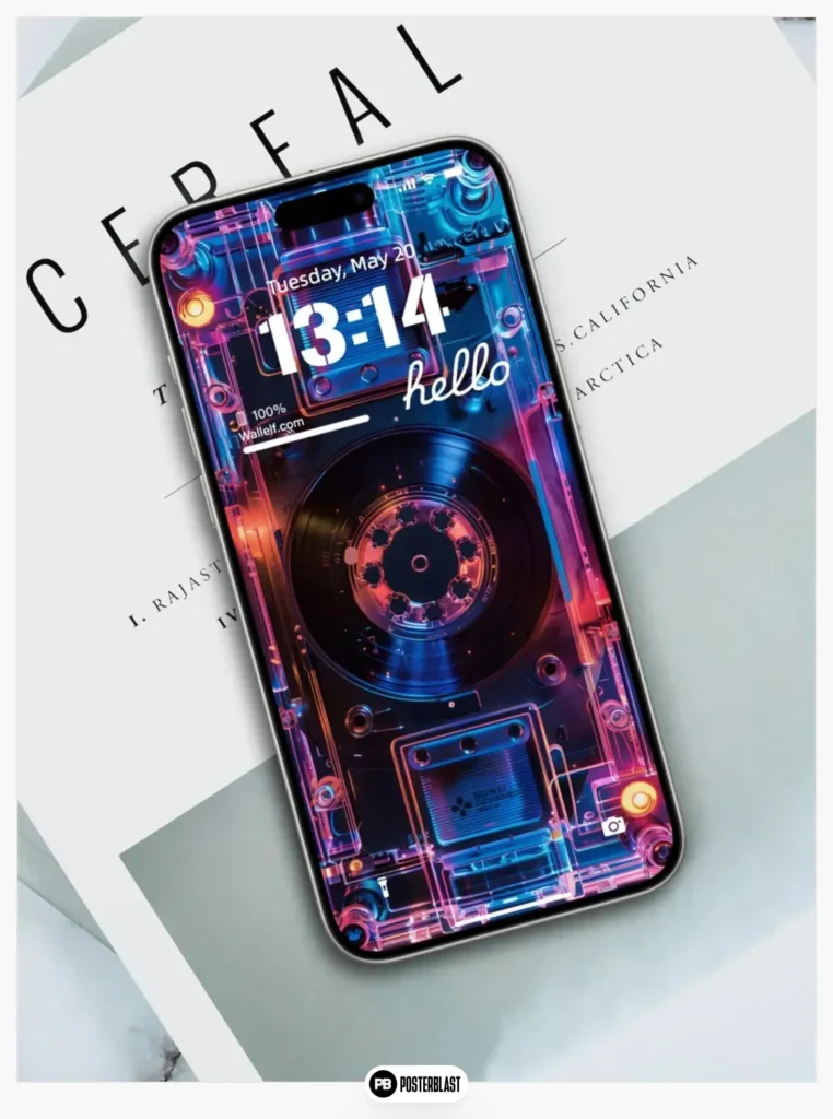 Futuristic Tech Neon iPhone Wallpaper