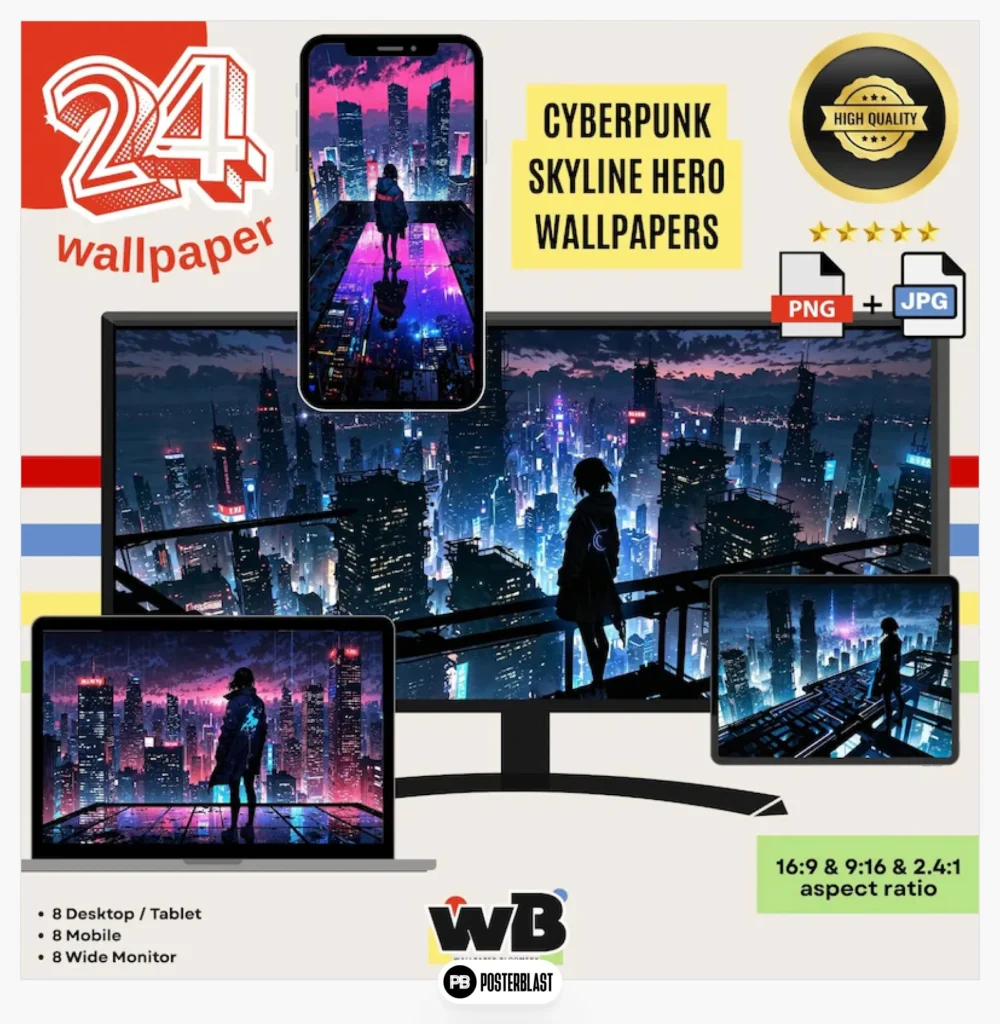 Cyberpunk Skyline Hero Futuristic Cityscape