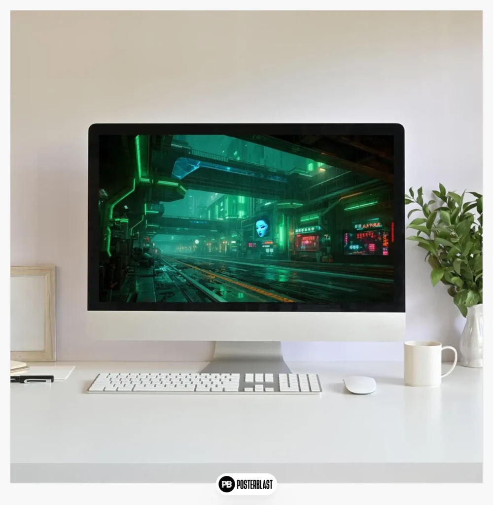 Futuristic Neon Green Sci-Fi Metropolis Street Live Wallpaper