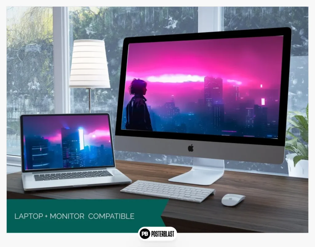 Cyberpunk Cityscape Computer Wallpaper: Dual/Triple Monitor