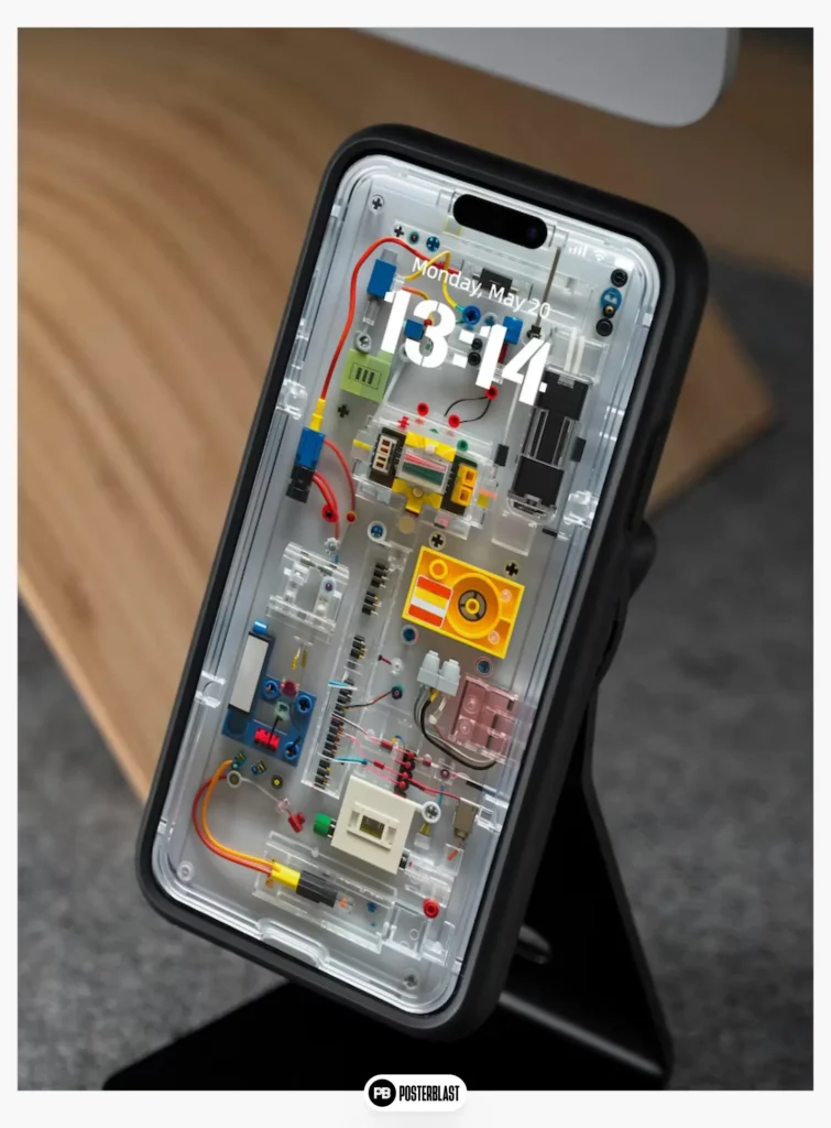 Futuristic Transparent Circuit Board Phone Wallpaper