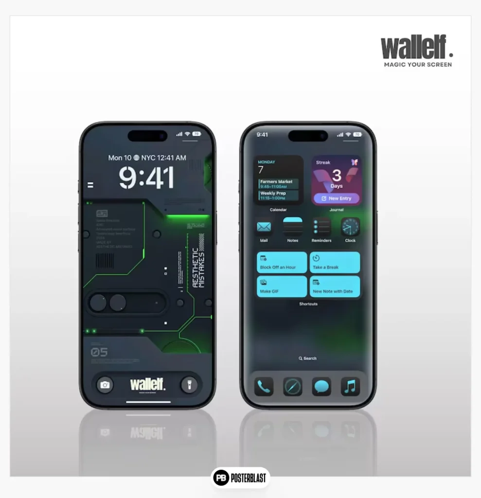 Futuristic black and green tech wallpaper