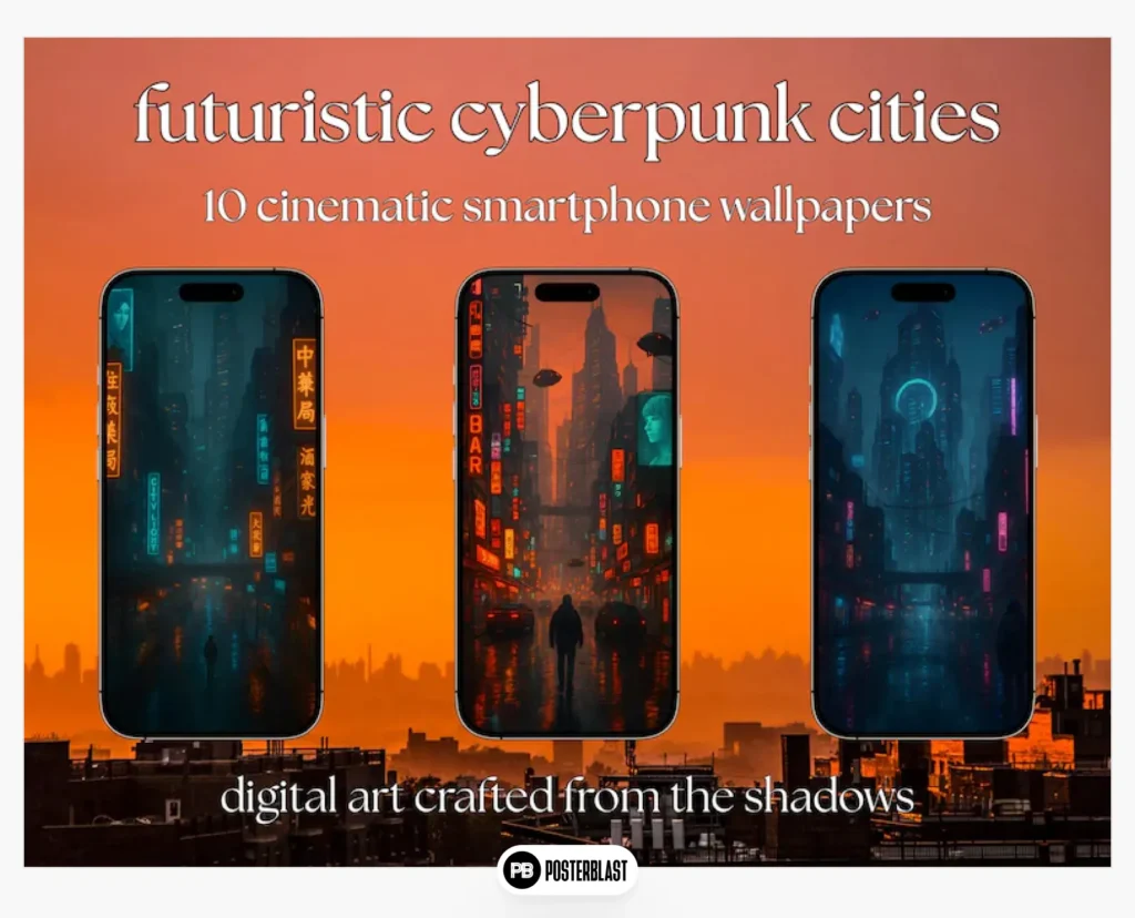 Cyberpunk Cityscape Wallpaper Pack: Neon Futuristic Phone Backgrounds