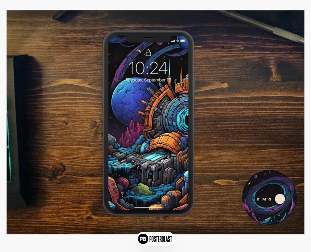 Vibrant Futuristic Phone Wallpaper Instant Digital Download