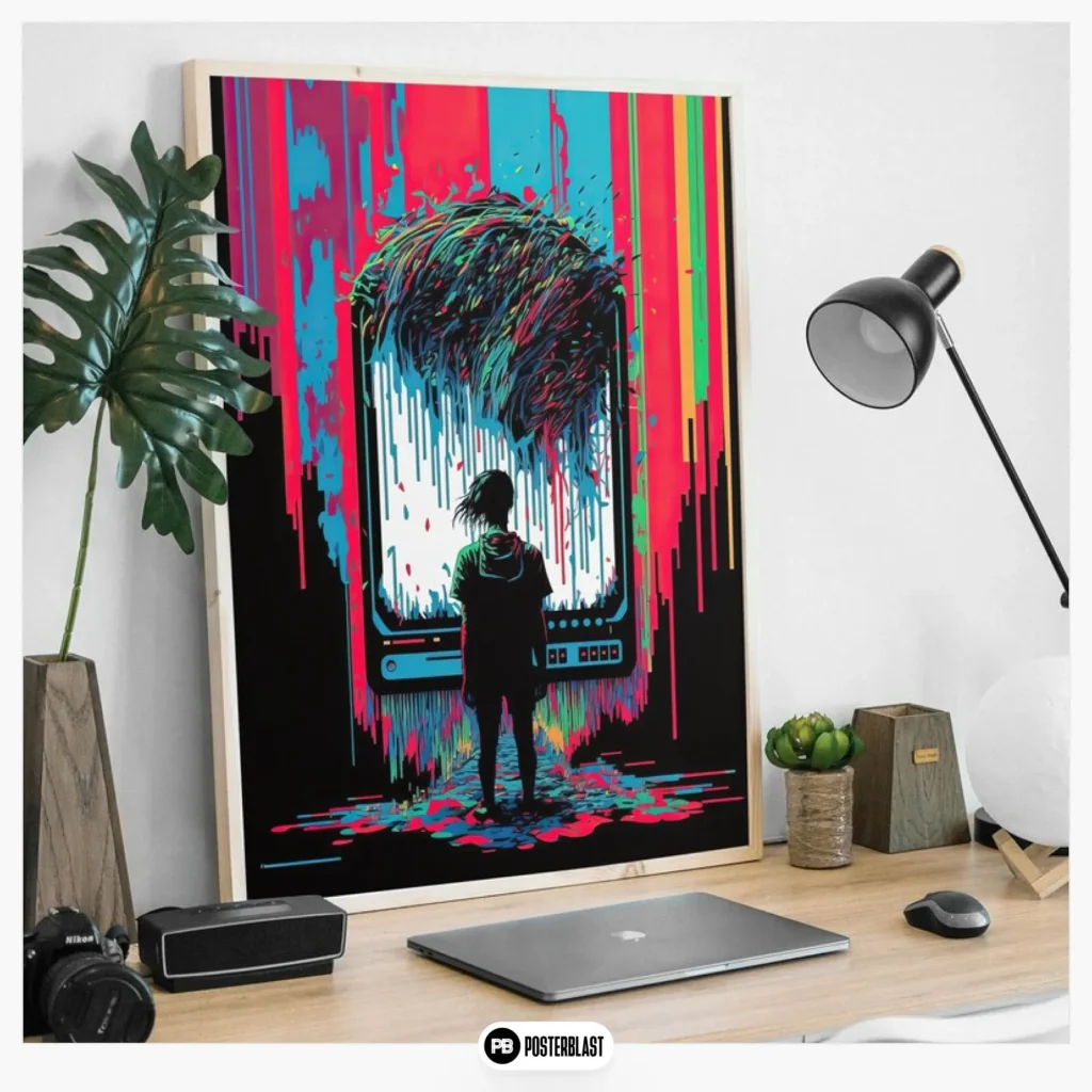Psychedelic Glitch Art Poster: Edgy Trippy Drip Design
