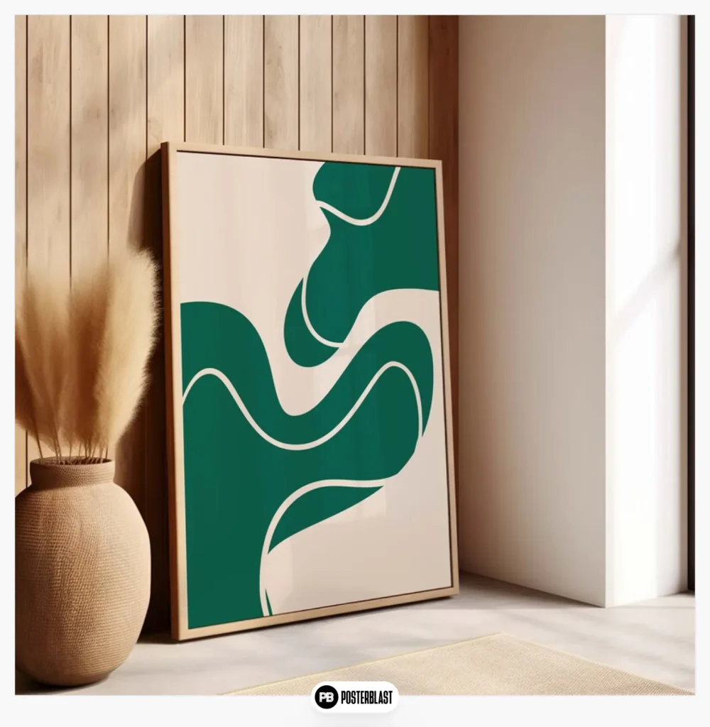 Emerald green minimalist abstract printable wall art