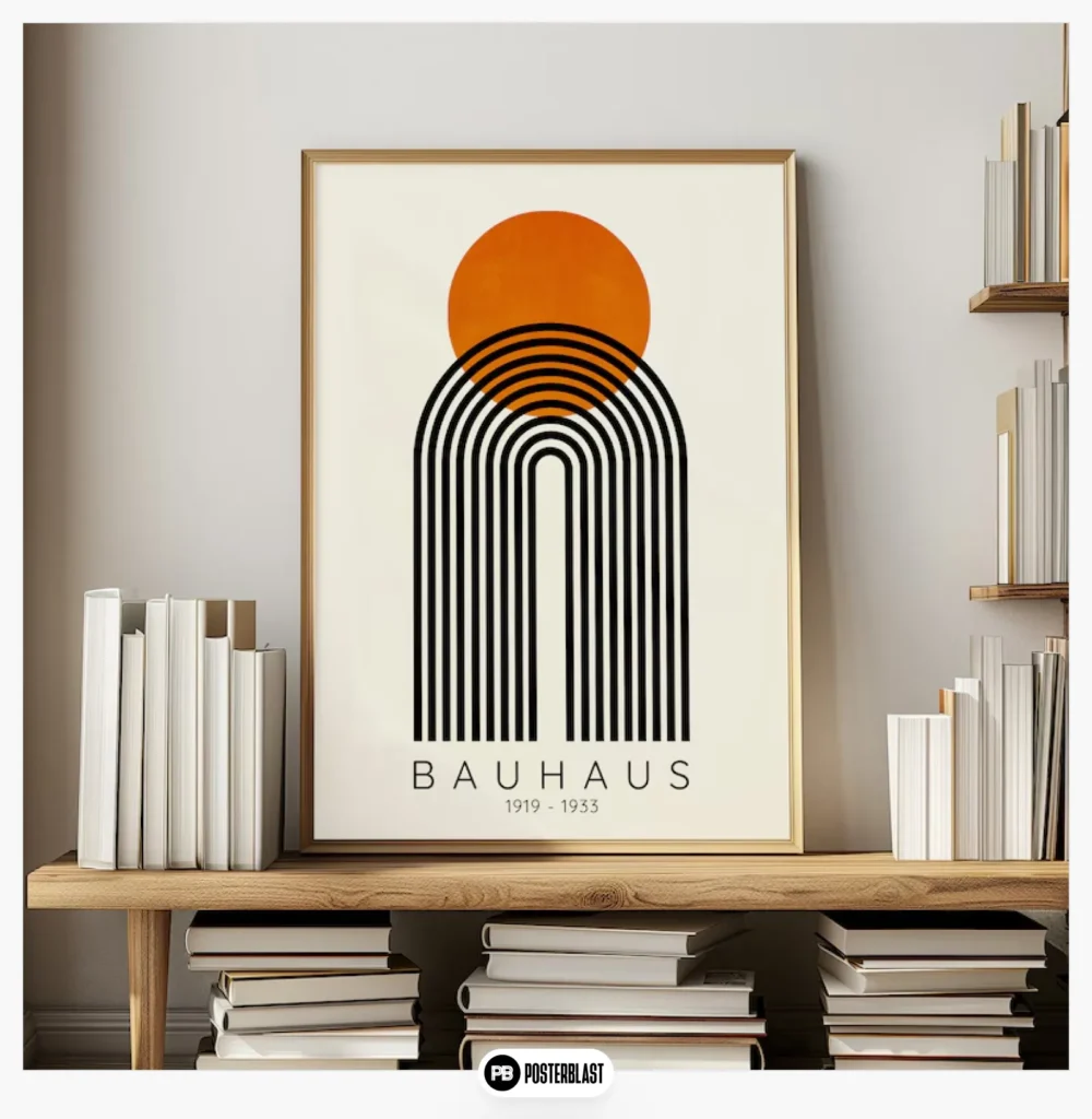 Bauhaus Print Orange Wall Art Bauhaus Poster Modern Art Minimalist Geometric