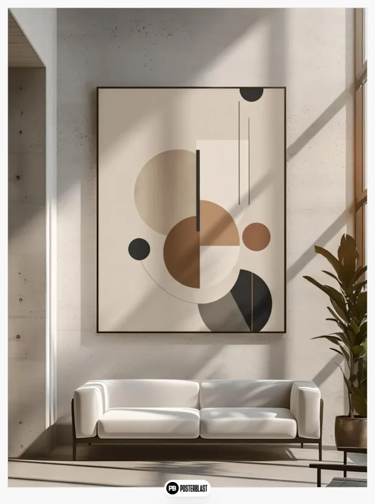 Beige & Black Geometric Wall Art: Bauhaus Modern Print (Digital Download