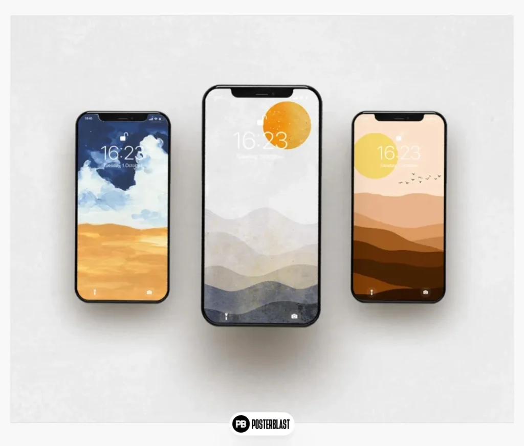Aesthetic background for phones 3 set of landscapes