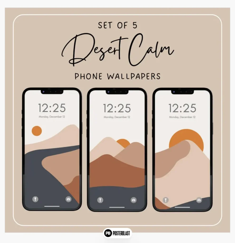 Desert Calm Phone Wallpaper Set: Minimalist Abstract Landscape