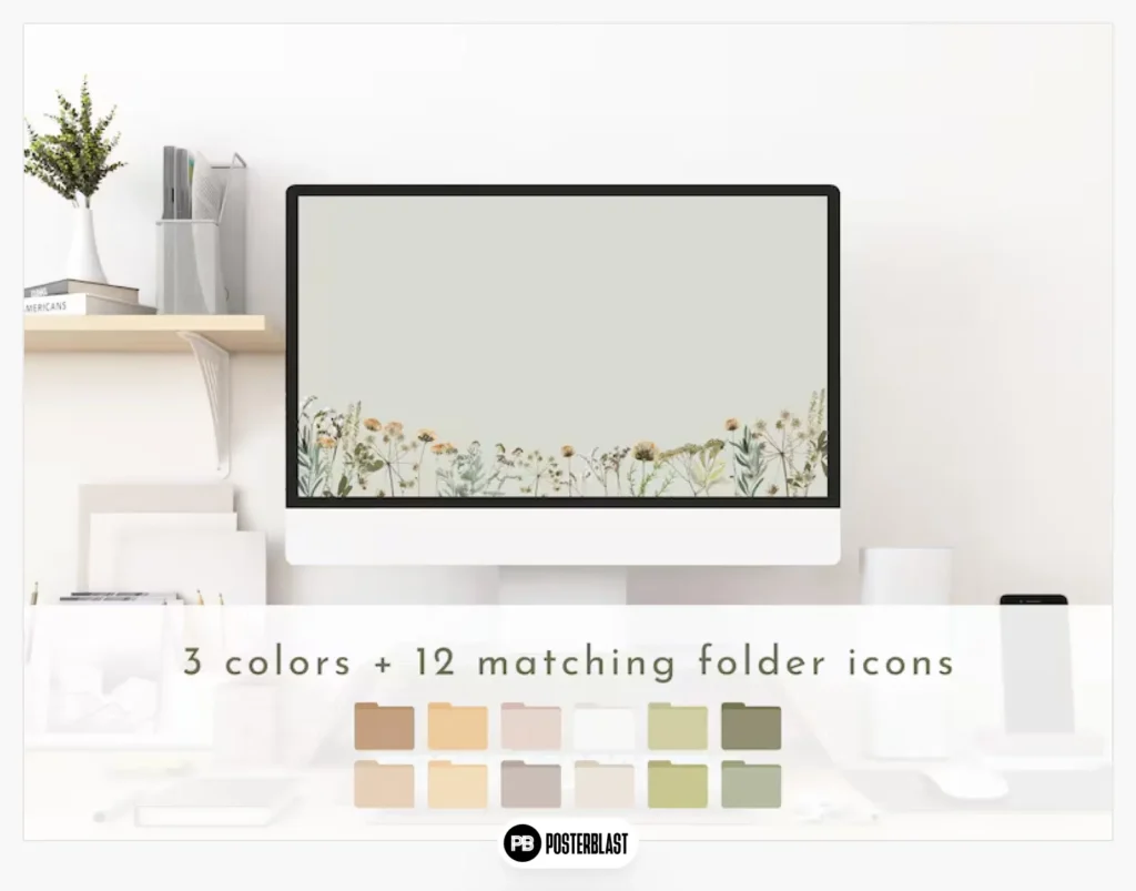 Feminine botanical floral wallpaper