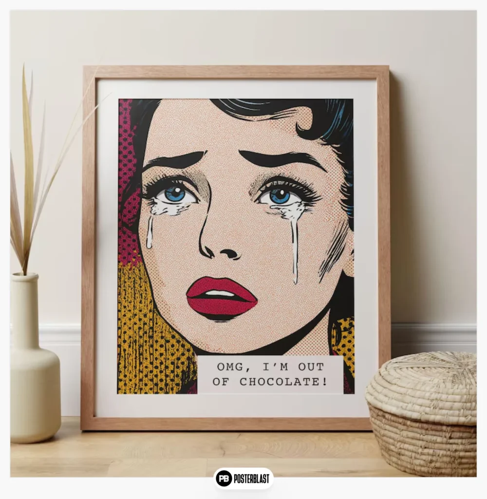 Funny Comic Poster 1960s Retro Wall Art Chocolate Lover Gift Chocolate Lover