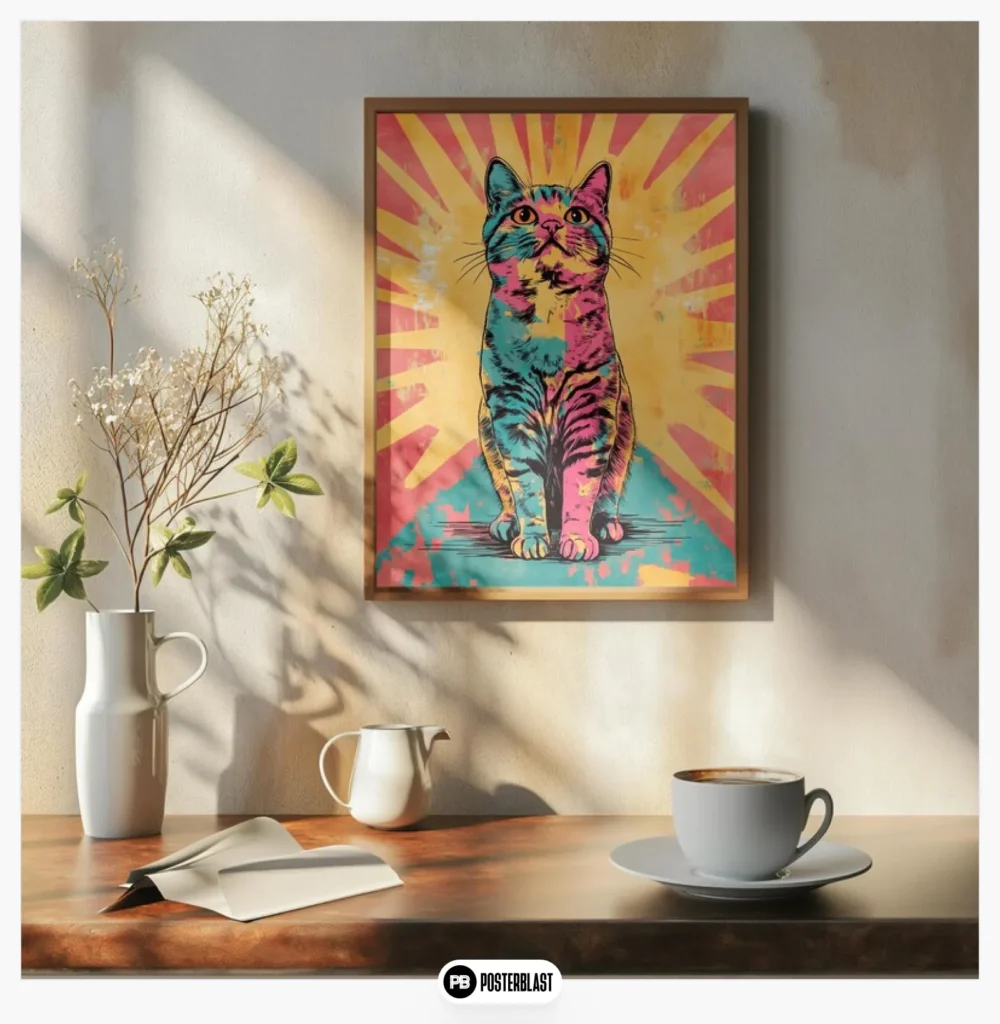 Colorful Retro Kitty Wall Art