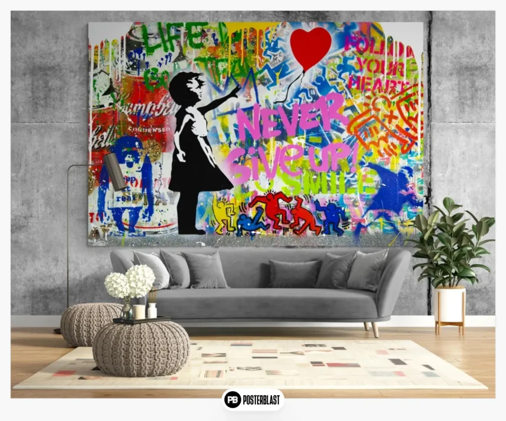 Never give Up Bright Street Pop Art Canvas Print