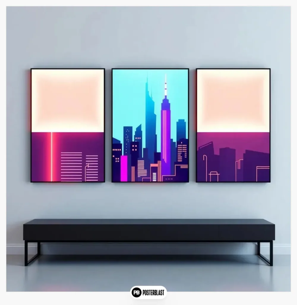 Minimalist Cyberpunk LED Wall Art Set 