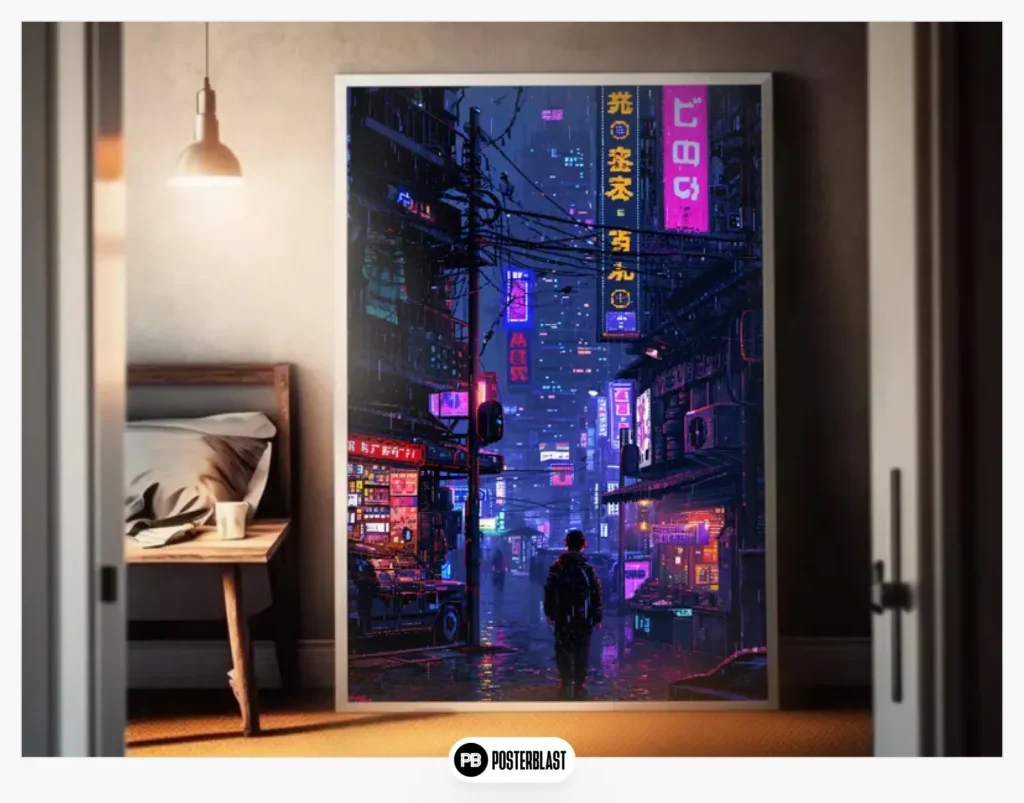 Cyberpunk City Night Poster
