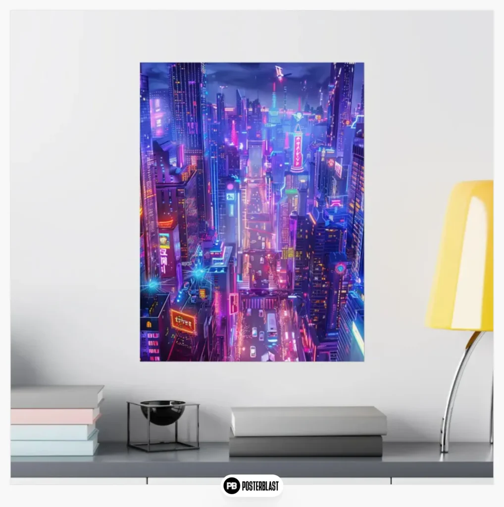 Neon Metropolis Vivid Matte Vertical Poster
