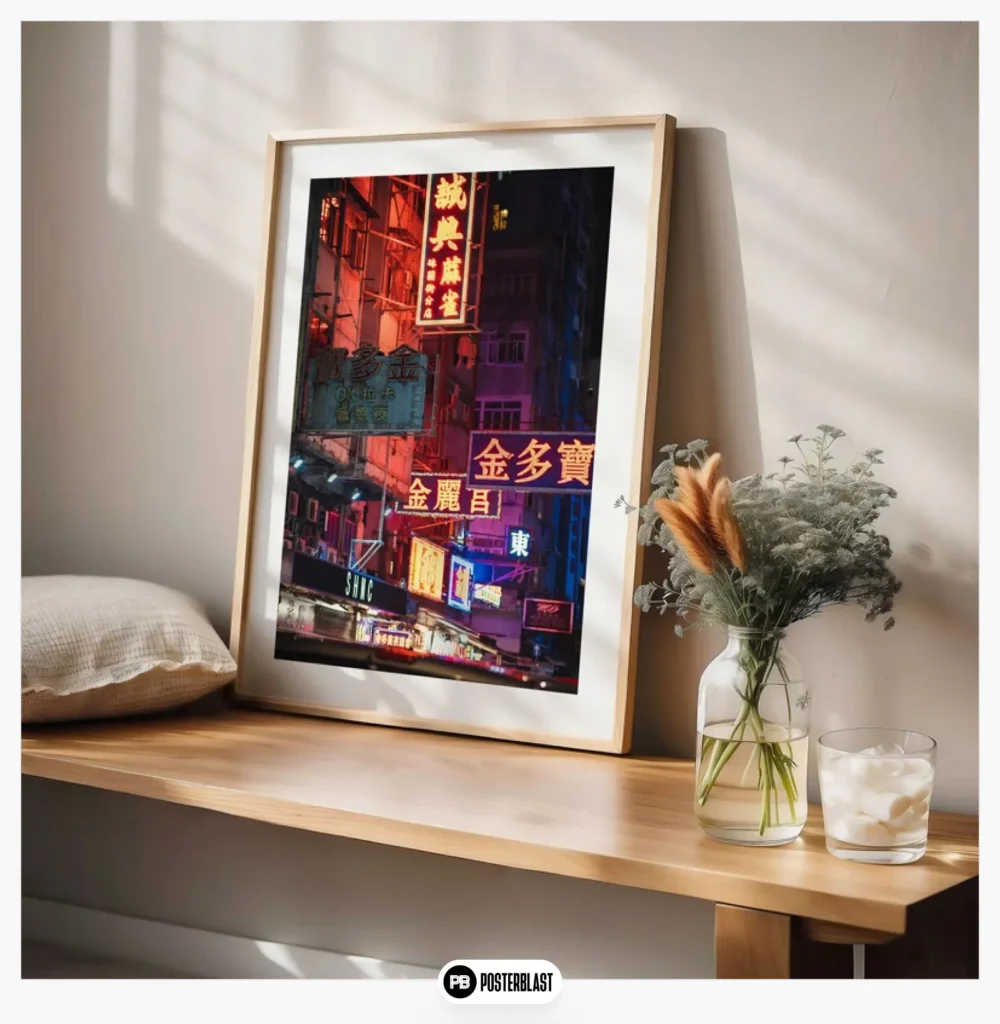 Hong Kong Neon Lights at Night Poster 