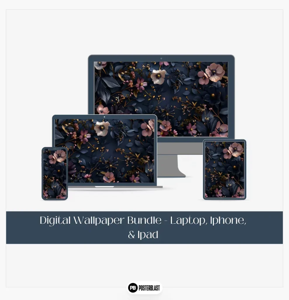 Dark Flowers Digital Wallpape