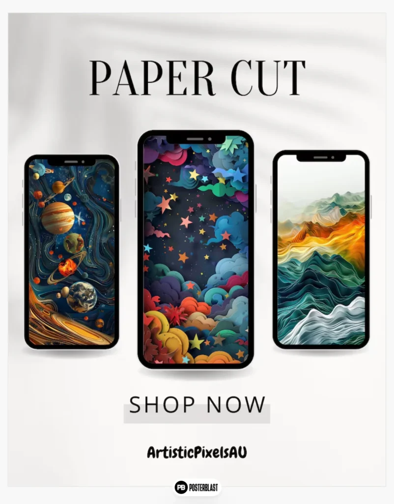 Paper Cut Art Phone Wallpaper: 4K Mobile Illustration
