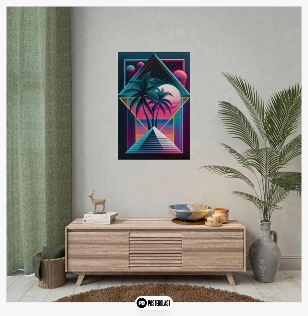 Palm Tree Cyberpunk Outrun Decor
