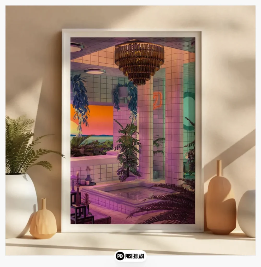 Pool plants synthwave decor