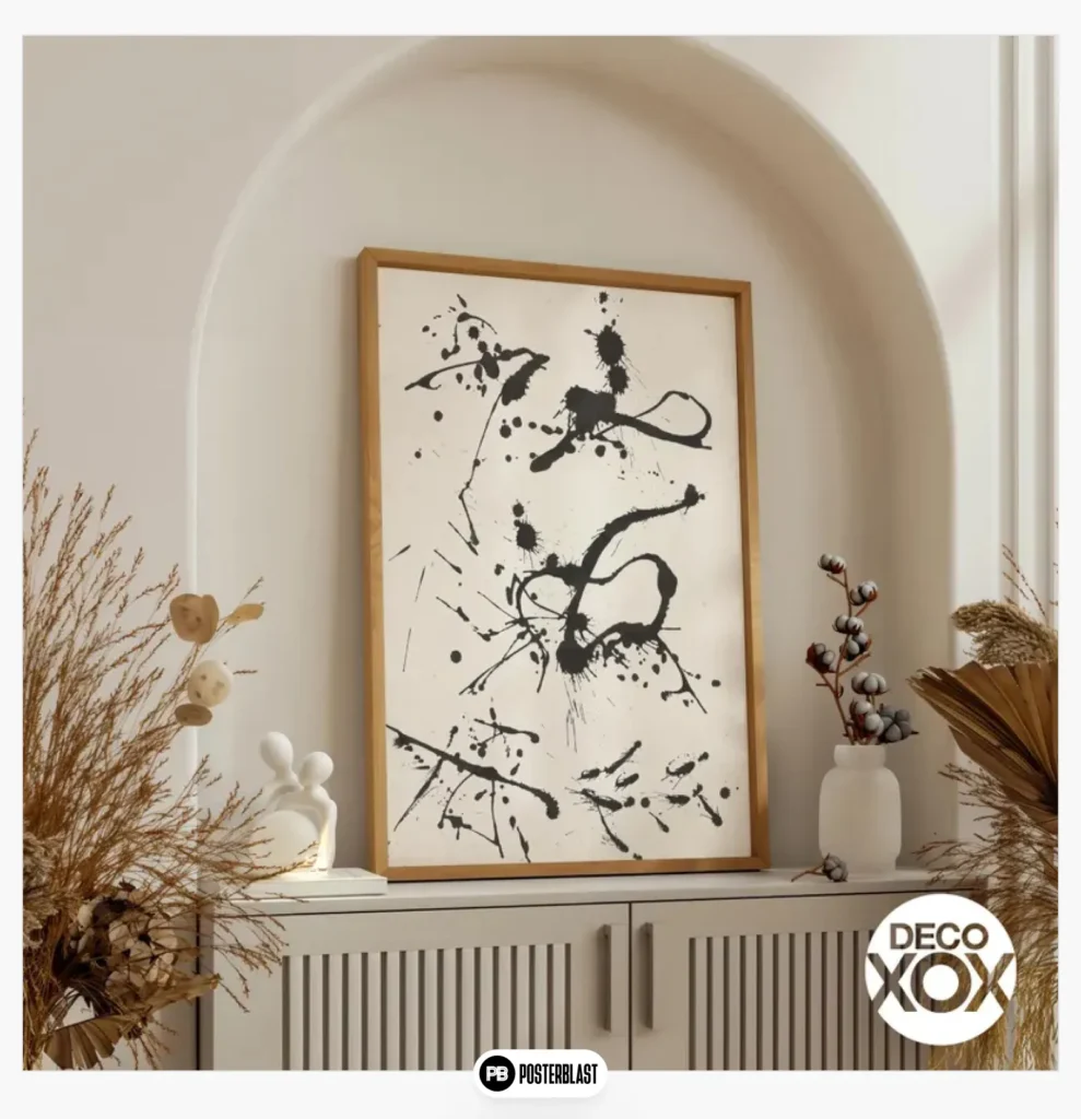 Black Ink Splatter Minimalist Painting Poster