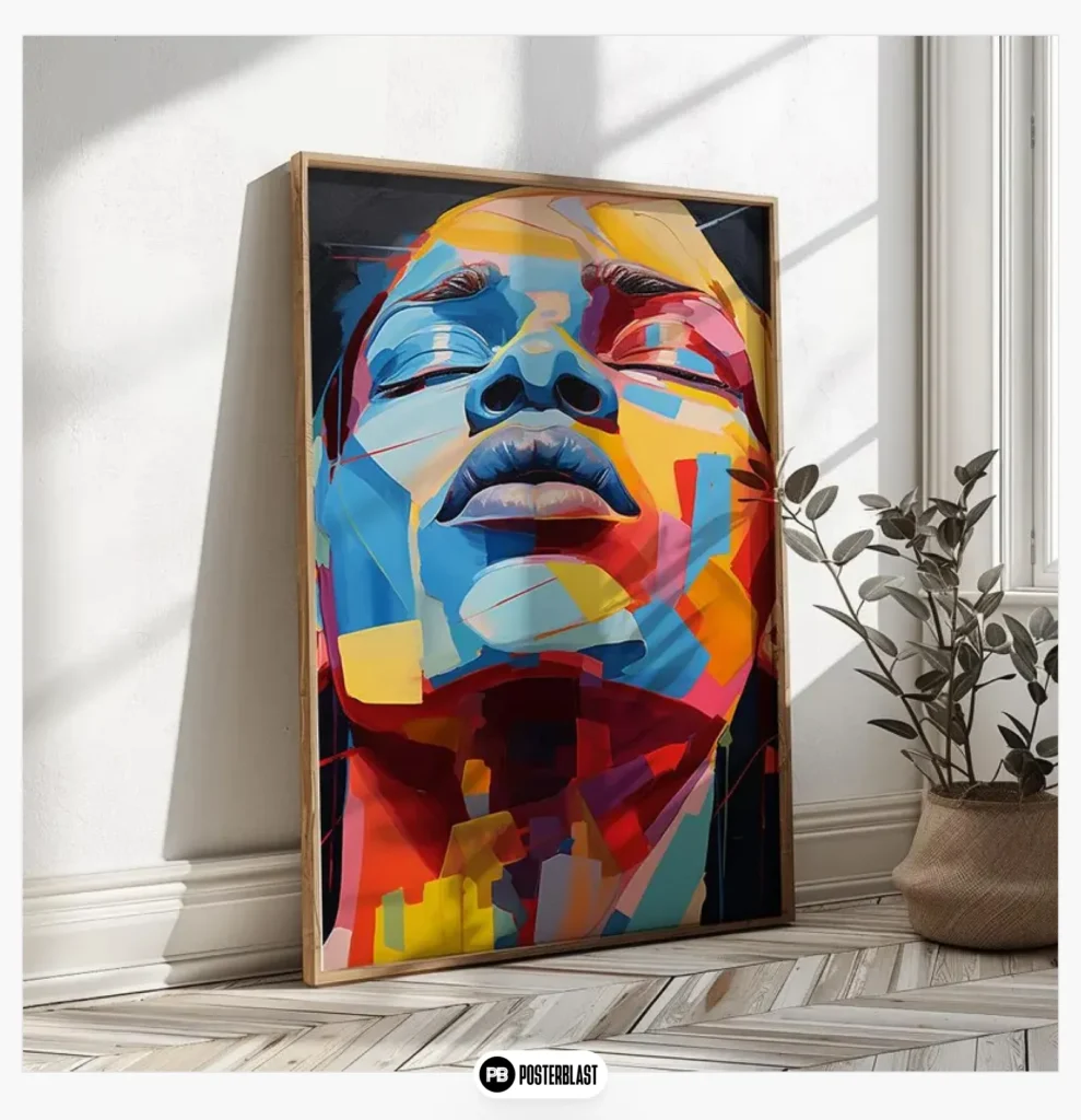 Colorful Abstract Portrait Print: Modern Expressionist Wall Art