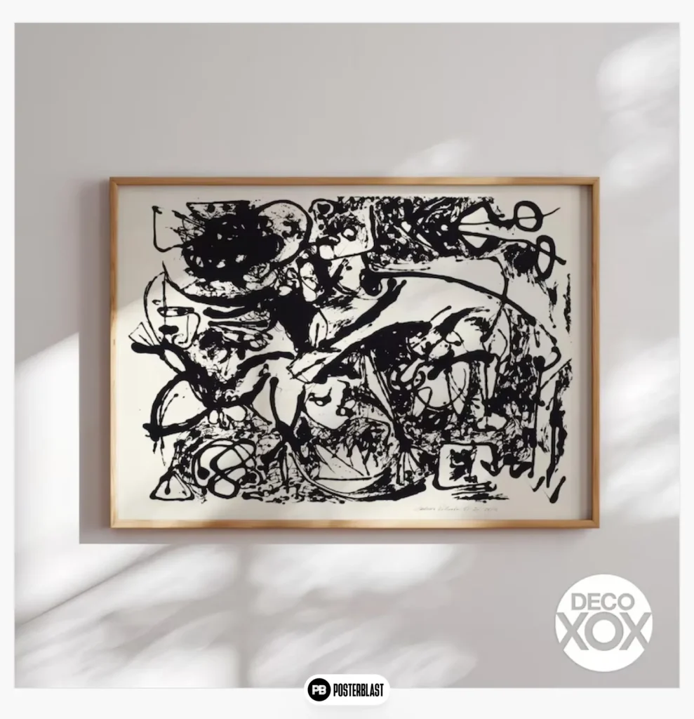 Modern Ink Painting Black and White Poster