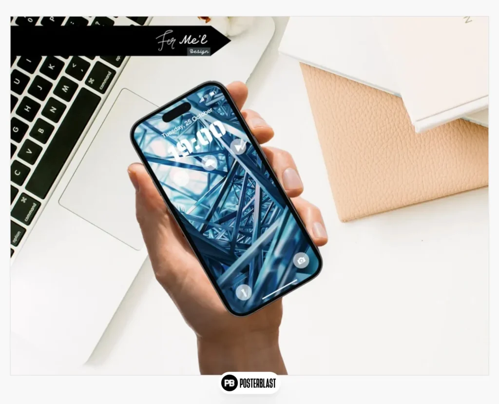 Futuristic Blue Geometric iPhone and Android UHD Wallpaper