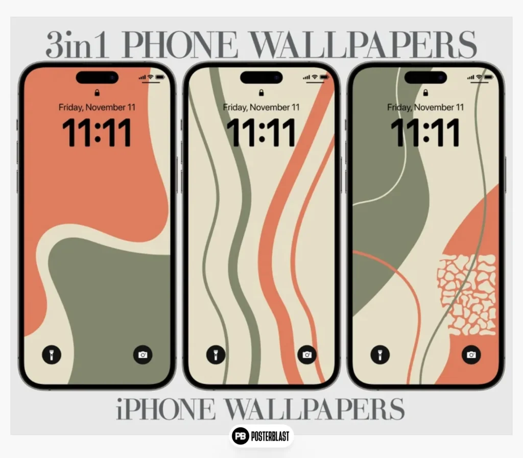 Abstract Geometric iPhone Wallpaper: 3 in 1 Beige Terra Cotta