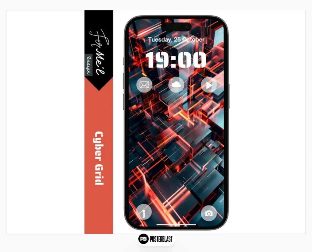 Futuristic geometric grid iPhone and Android wallpaper