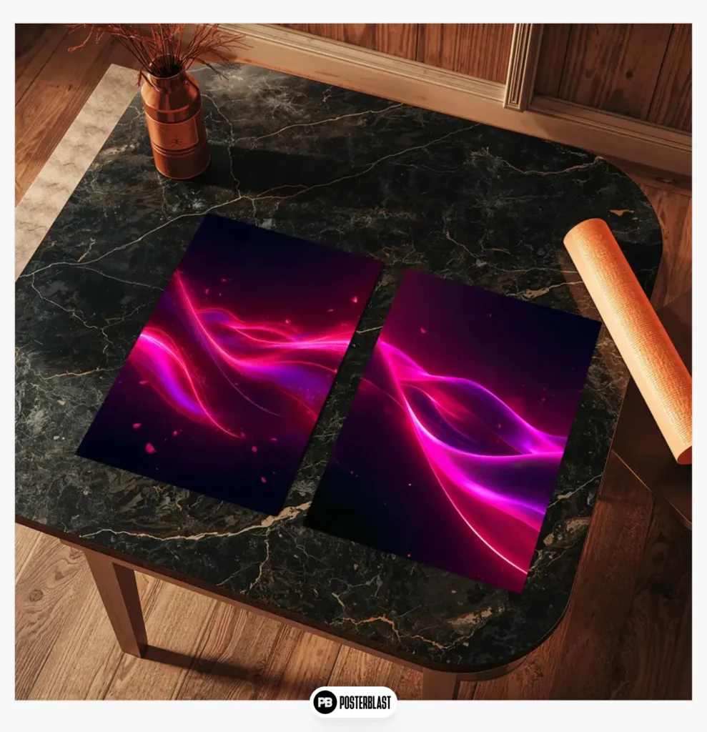 Neon Wave Abstract Poster
