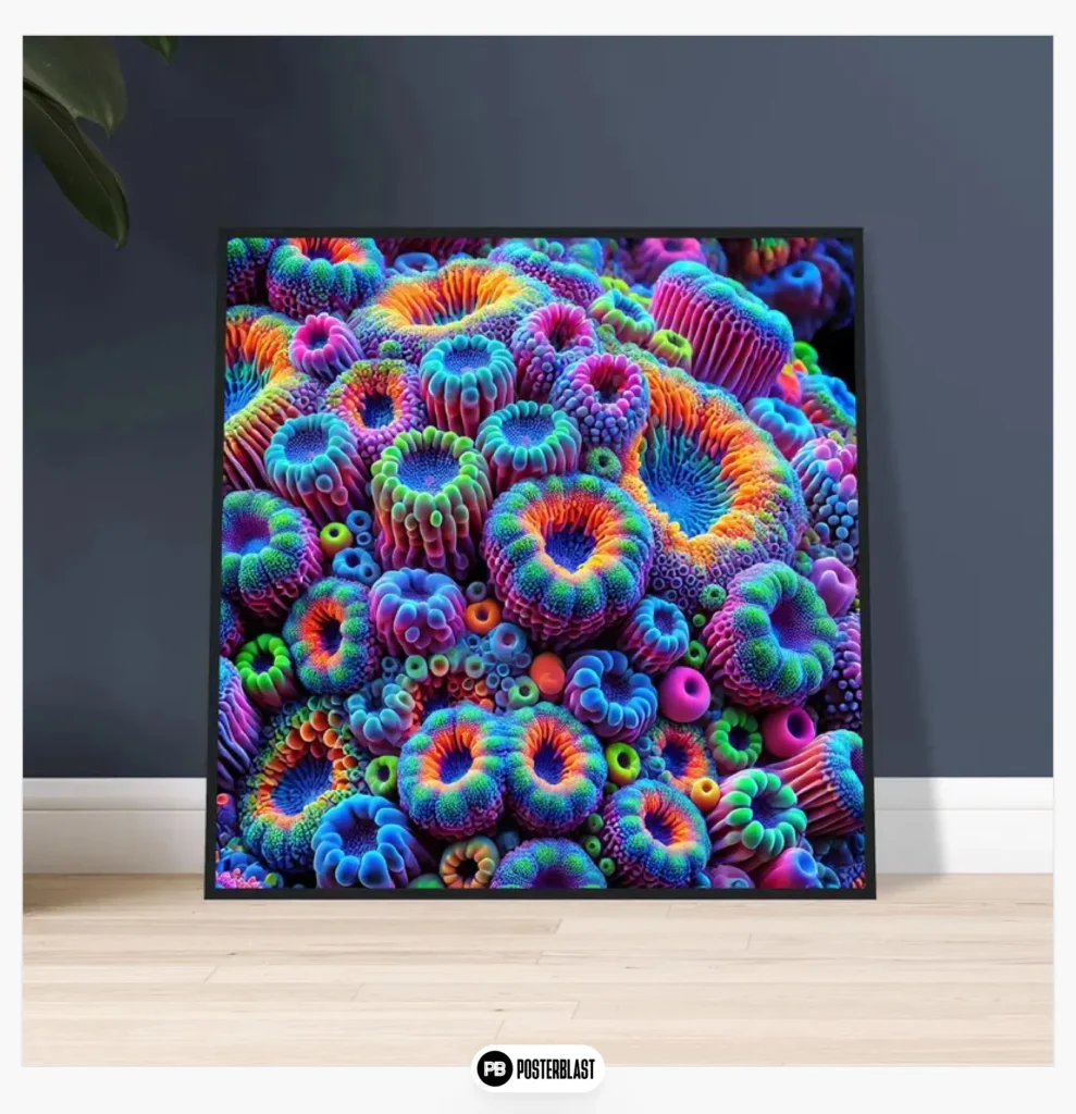 Abstract, luminous coral as an art print