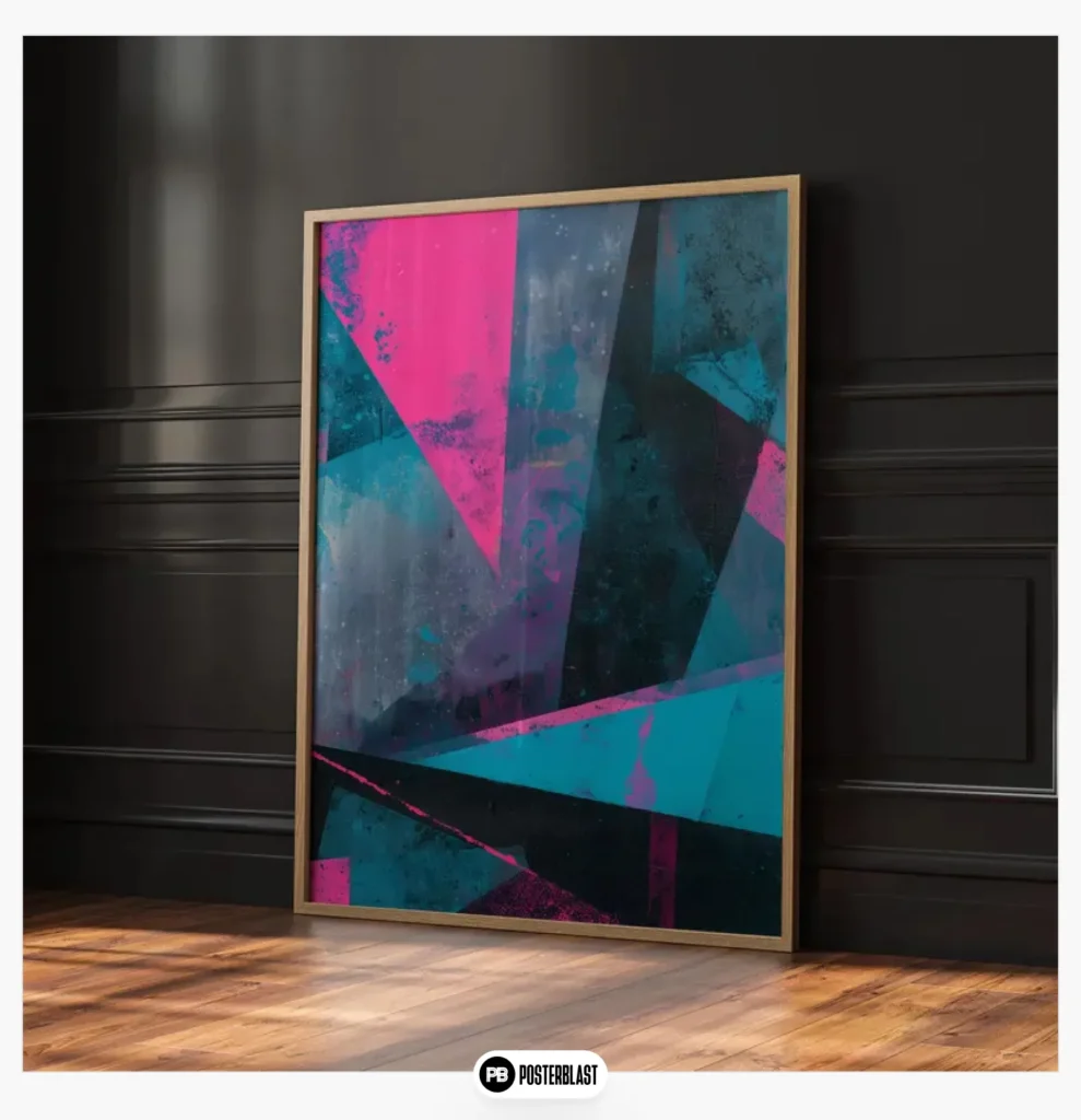 Abstract Geometric Wall Art: Pink & Turquoise Modern Poster