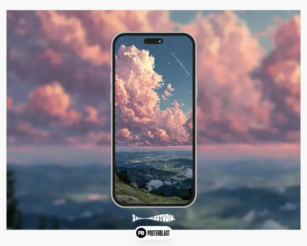 Dreamscape Sunset Phone Wallpaper: Pink Clouds & Twilight Sky