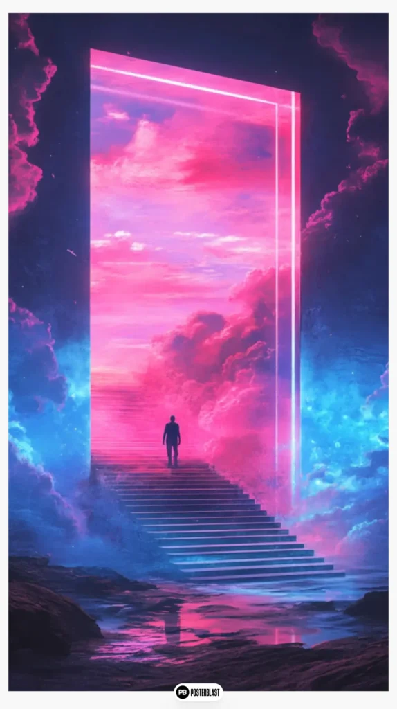 Surreal Dreamscape iPhone Wallpaper: Pink & Blue Sky