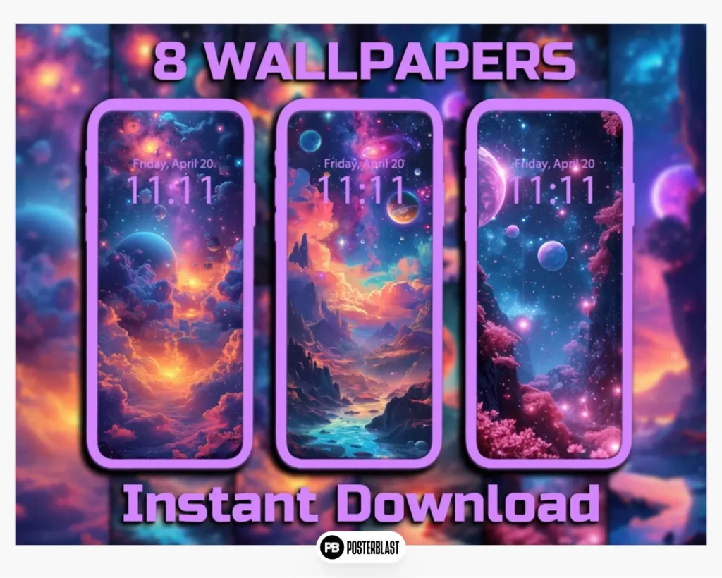 Galactic Dreamscape Phone Wallpaper 8 Digital Download