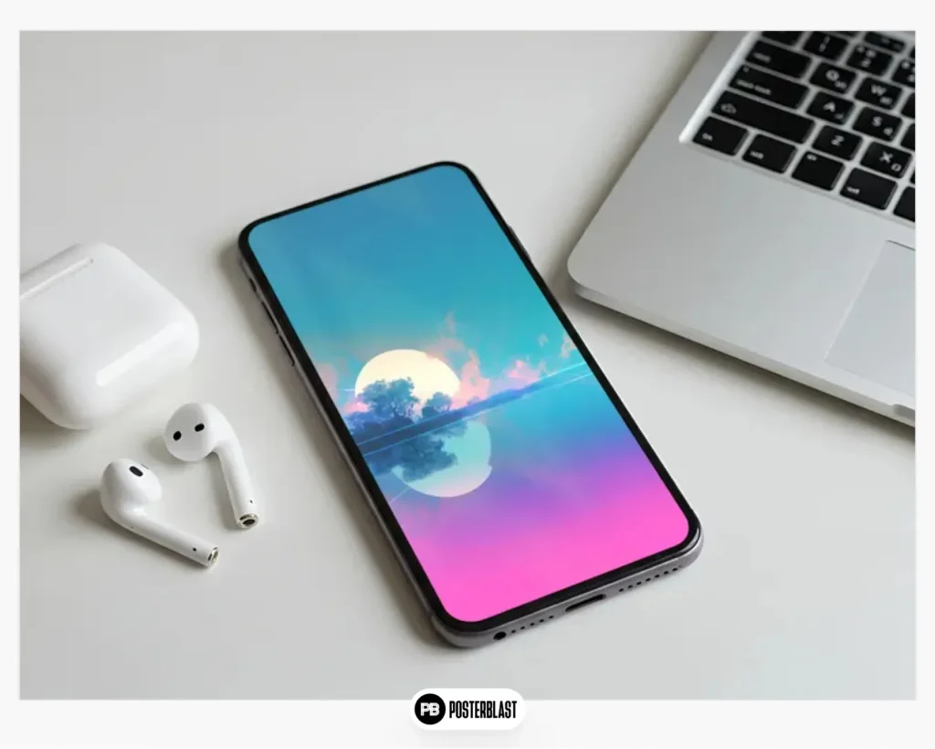 Neon Dreamscape Phone Wallpaper: Abstract Landscape Digital Art