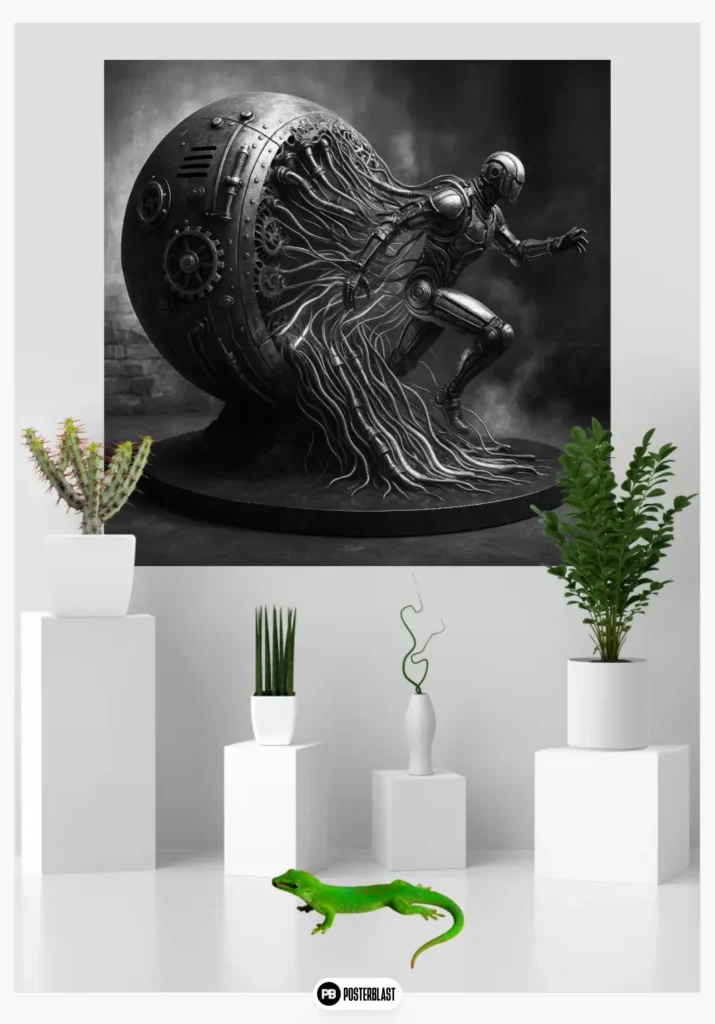 Futuristic Steampunk Robot Wall Art