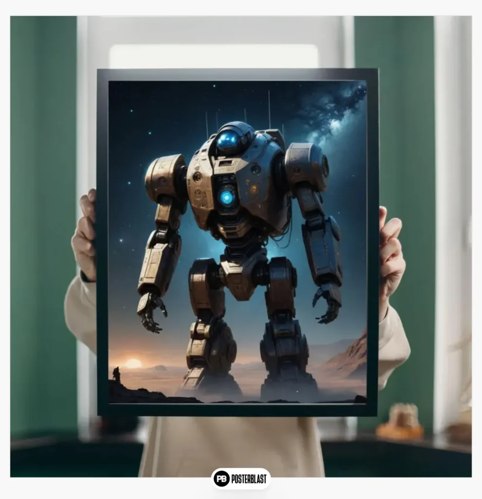 Sci-Fi Robot Mech Print: Futuristic Digital Wall Art