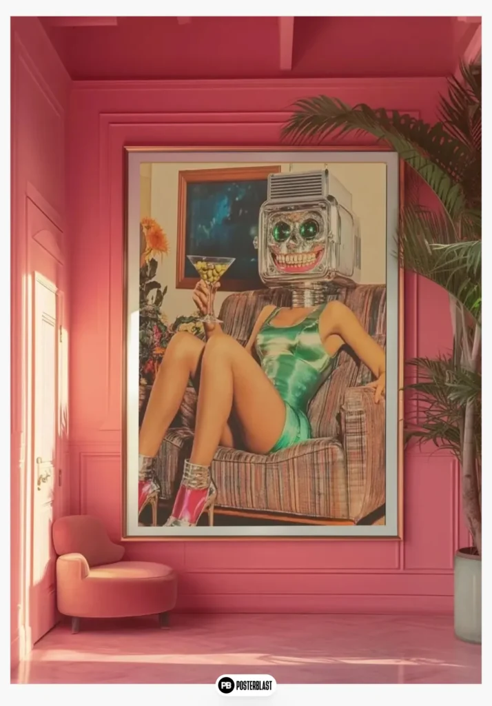 Retro Robot Woman Art Print